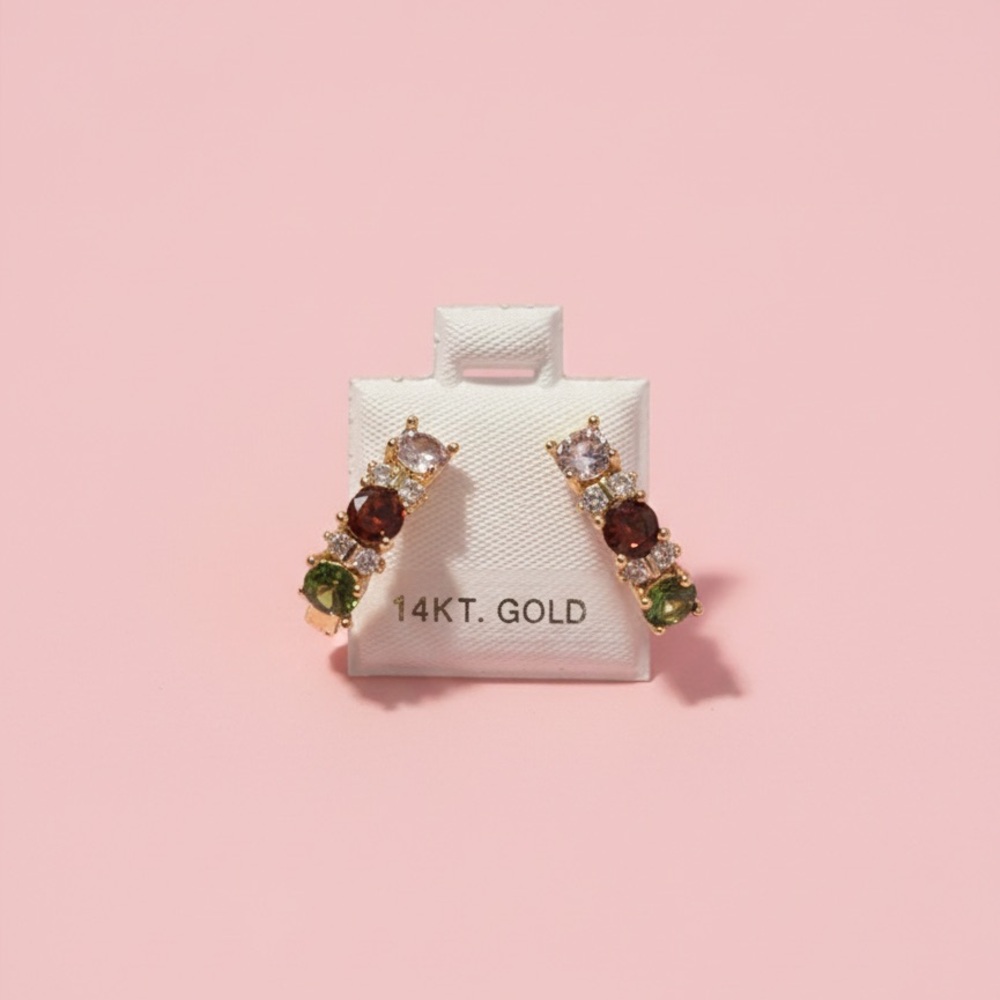 Elegant Gold and Multicolor Stone Earrings